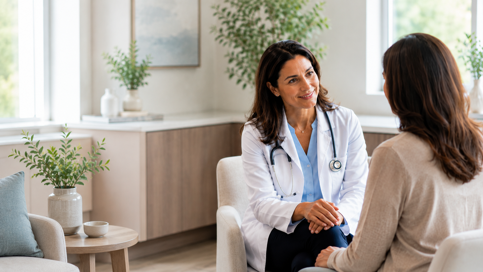 Patient consultation in a calm modern clinic