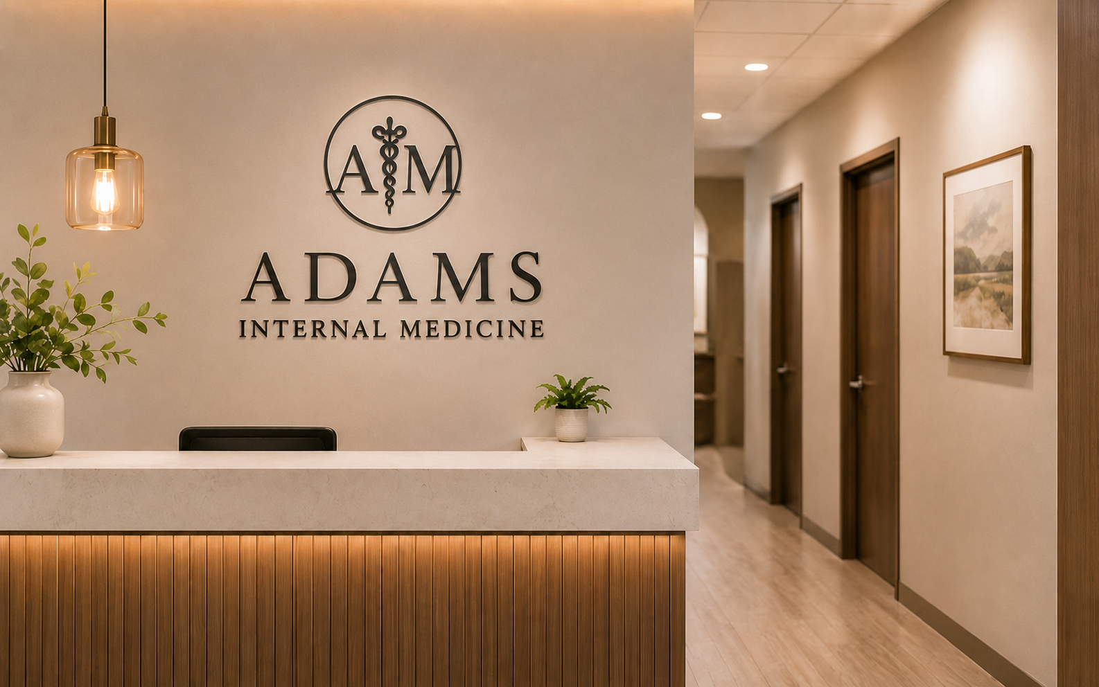 Adams Internal Medicine reception and office hallway