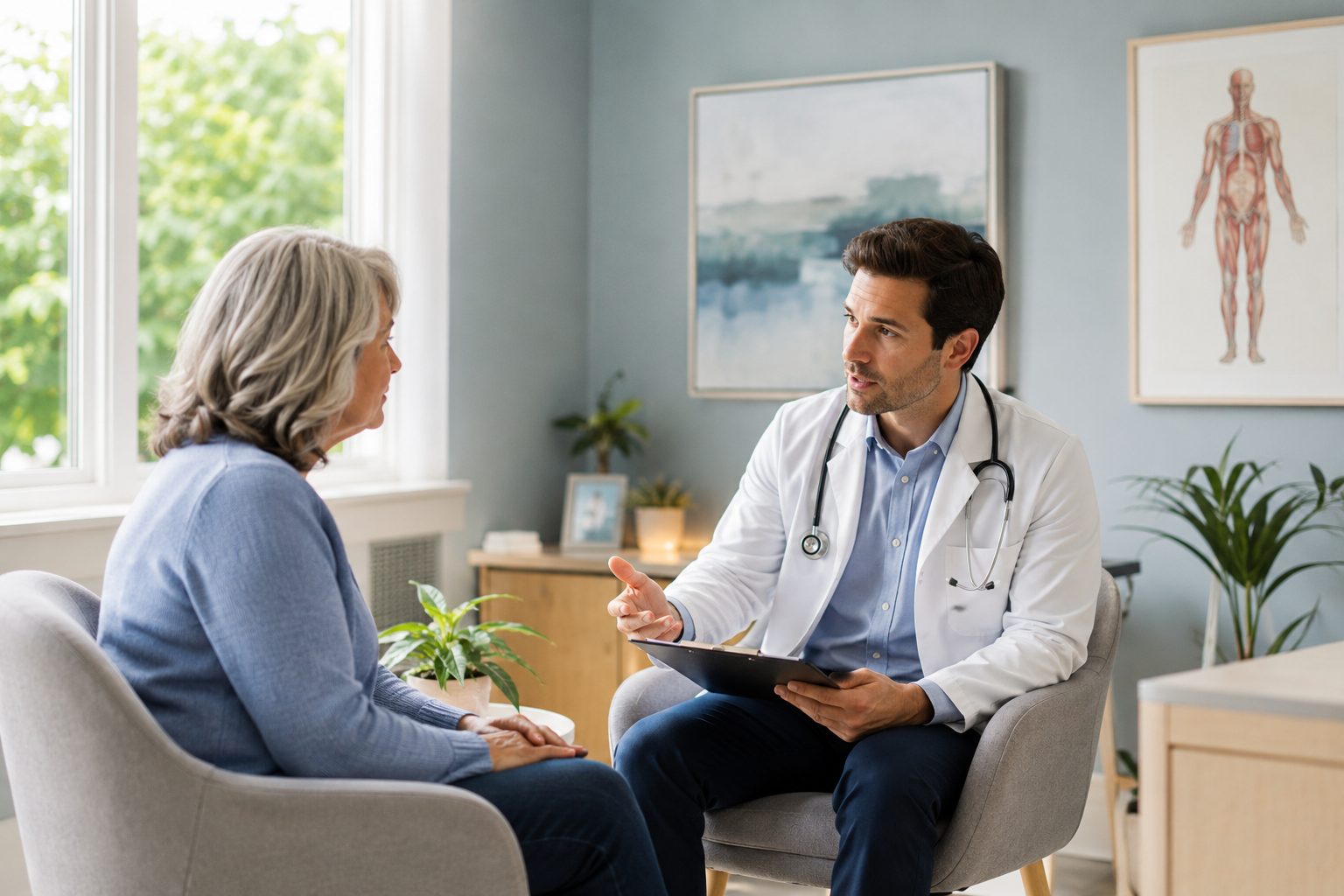Doctor discussing internal medicine consultation with patient